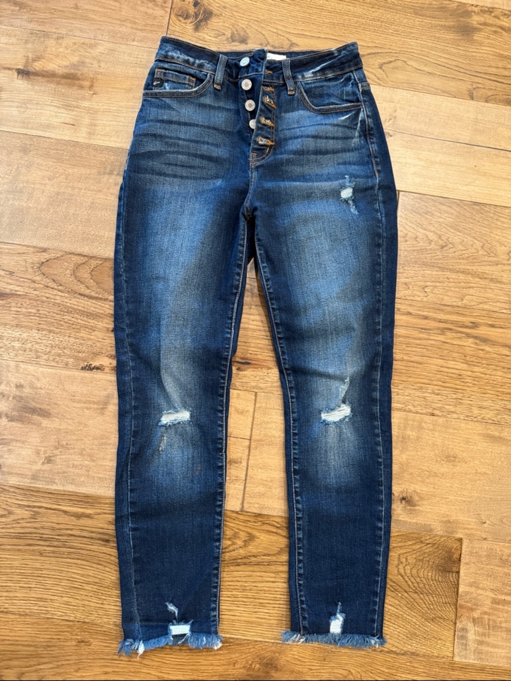 KanCan Dark Blue Distressed High-Rise Skinny Jeans